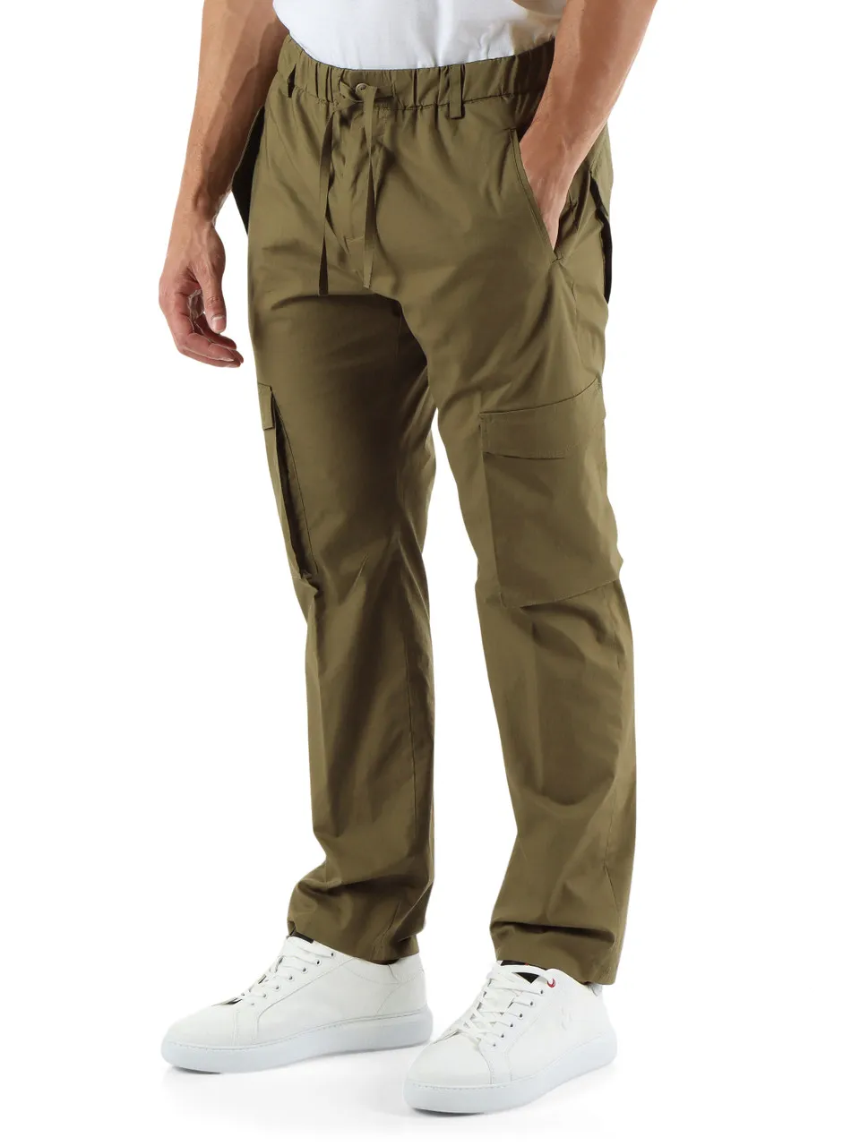GREY: Pantalone cargo GROTTA in cotone stretch