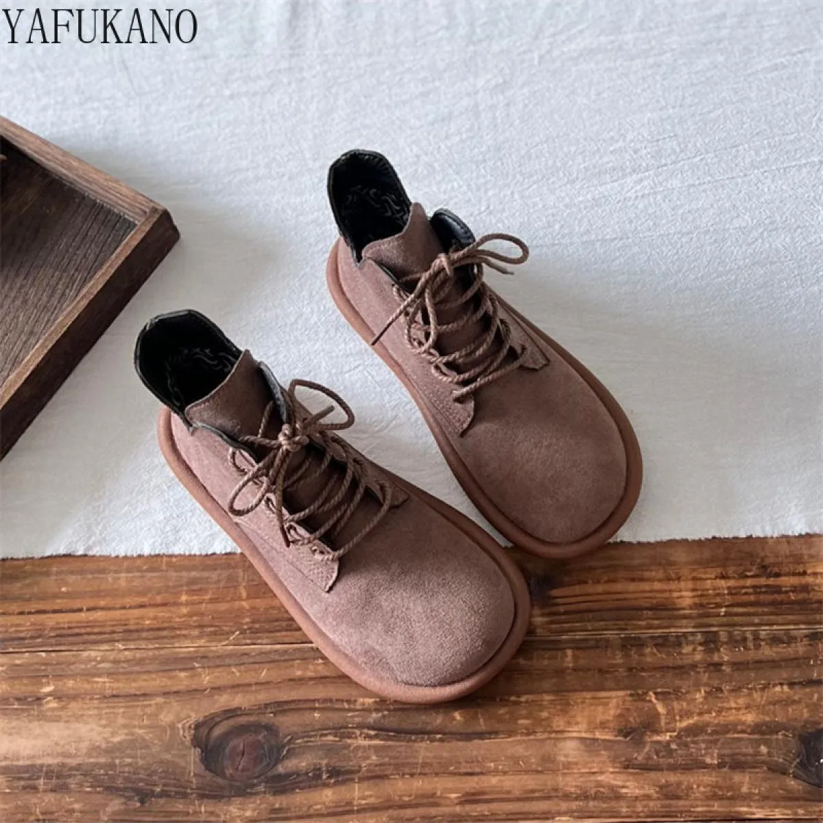 Letterari Mori Stivali da donna a tubo corto Scarpe retrò con alluce Stivaletti casual con lacci sul davanti Stivaletti casual i