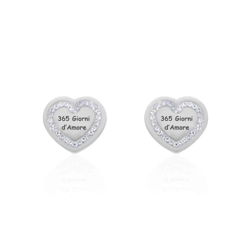 Orecchini Lobo Cuore Lady Message Acciaio Cristallo Bianco 1673120