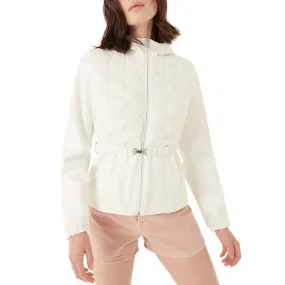 Piumino Trapuntato Con Cappuccio E Cintura, Bianco