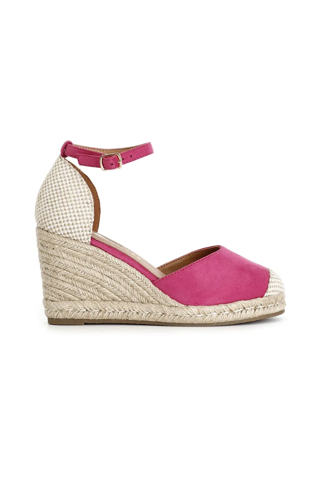 sandali in tessuto e zeppa in corda fuxia