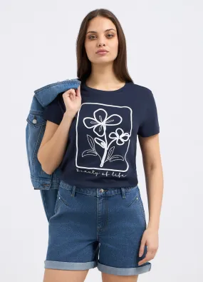 T-shirt in puro cotone con ricami ed applicazioni donna