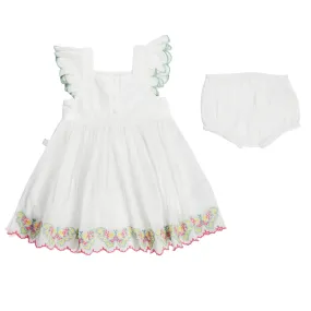 Vestito In Cotone Con Farfalle Ricamate
