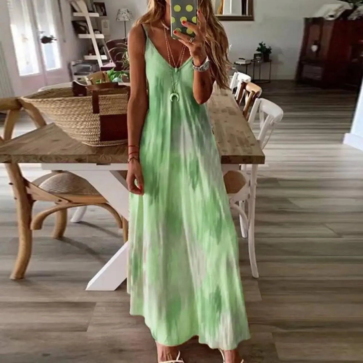 Vestito per le donne Abbigliamento 2024 Summer Beach Vacation Canotta Gonna lunga floreale Femminile Elegante Maxi Abito longuet